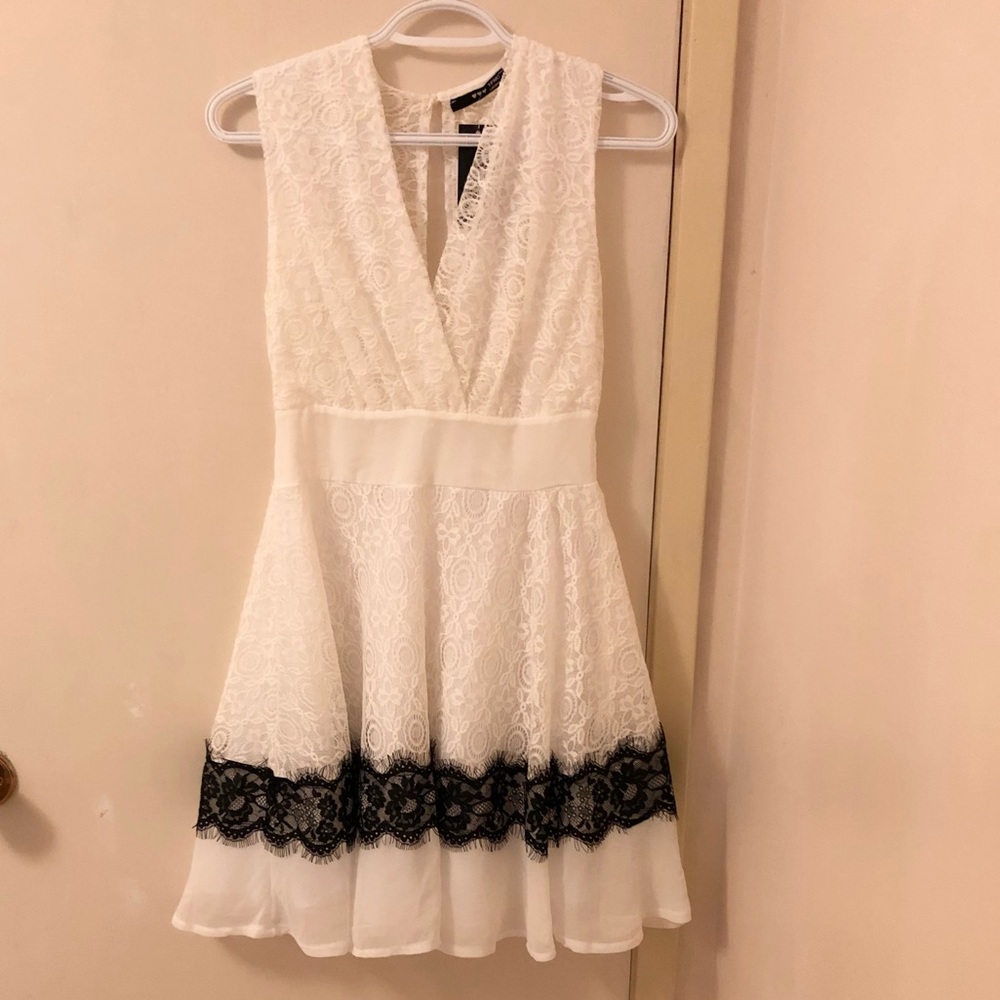TFNC white & black lace midi dress
